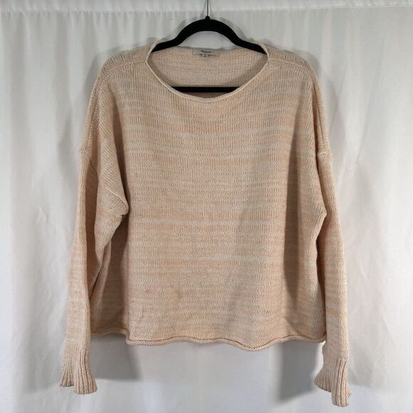 Madewell Sweaters - Madewell Wool Blend Sweater Women's XL Beige Knit Mohair Yak Hair Round Neck